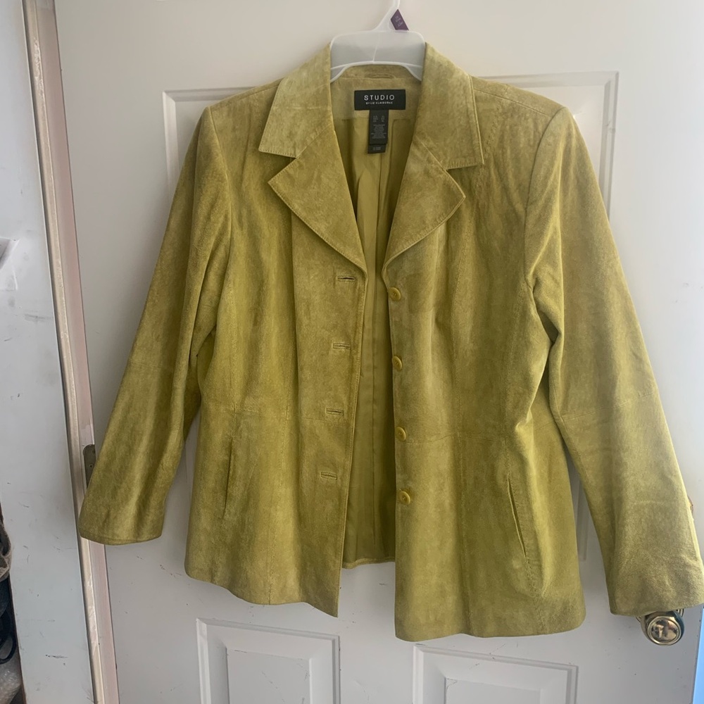 Liz Claiborne 100% leather Women's Yellow Suede Blazer